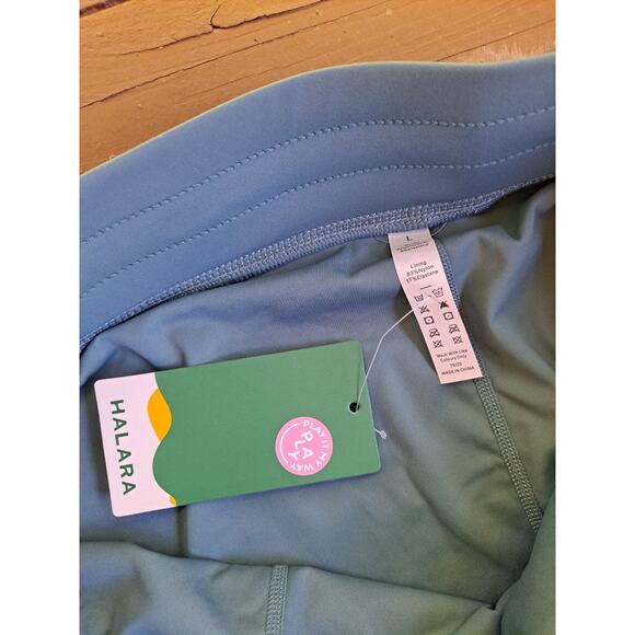 Halara Women’s Size L Teal Ruffle 2-in-1 Quick Dry Flowy High Low Maxi Skirt NWT - Picture 2 of 4